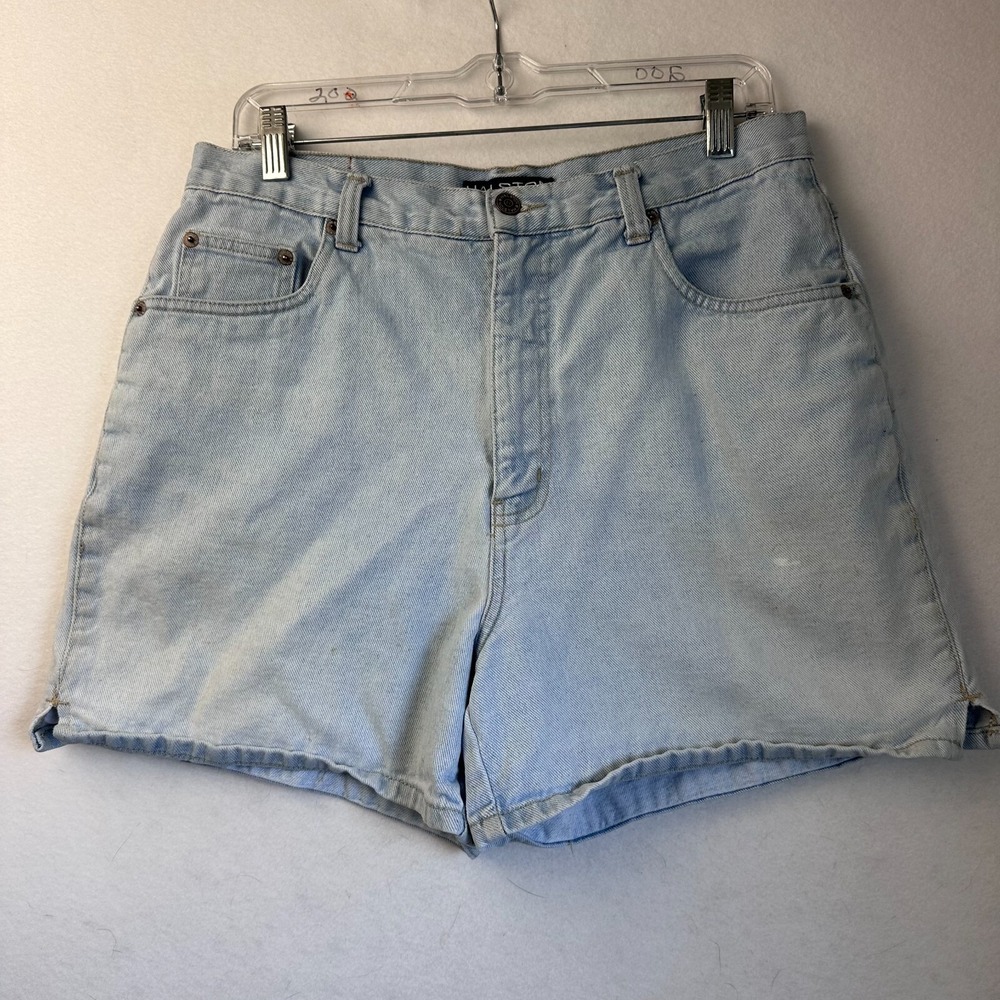Halston Jeanswear Mens Light Wash Denim Shorts High Rise 100% Cotton Size 12
